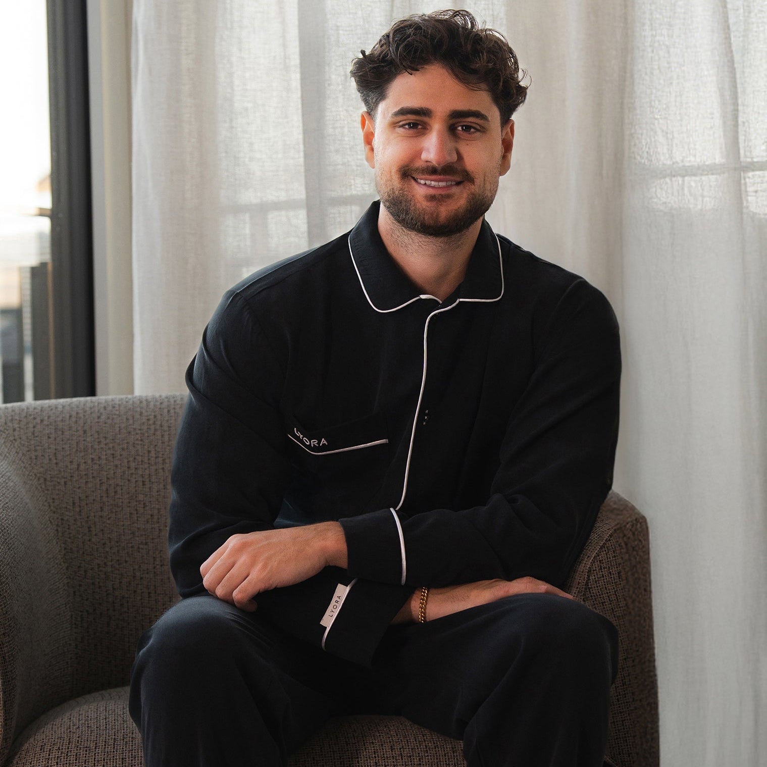 Pyjama-Set Herren Black Langarm