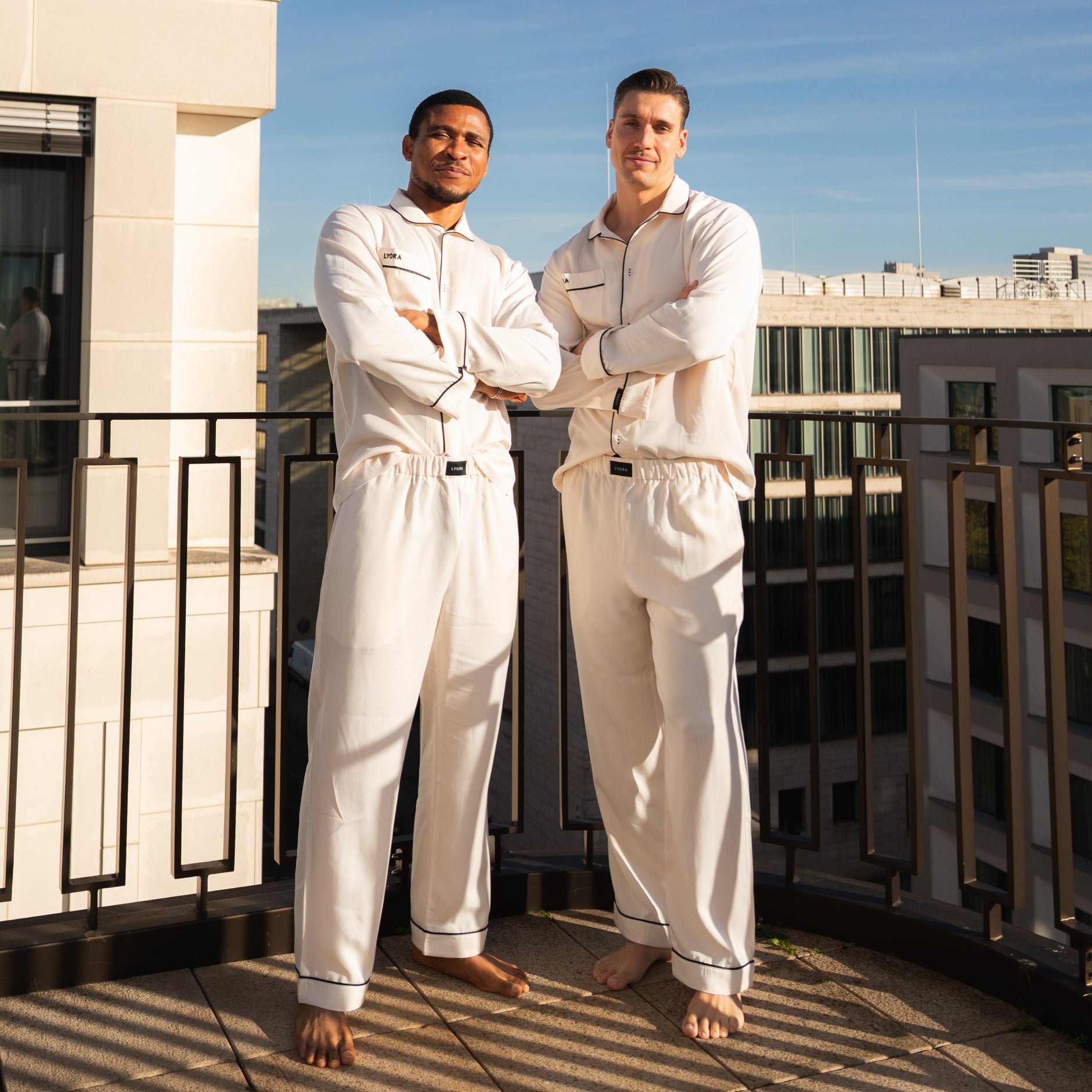 Pyjama-Set Herren Beige Langarm